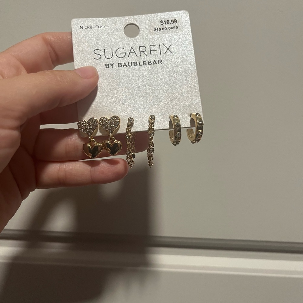 NWT Sugarfix by BaubleBar Gold Earrings Set